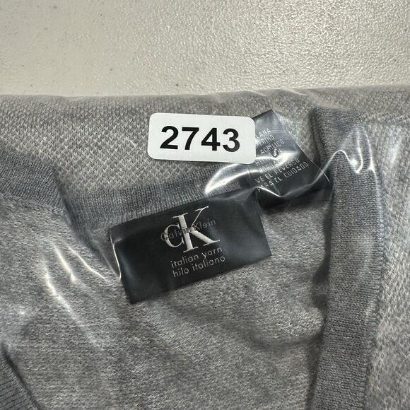 Calvin Klein CK‎ Sweater Men 2XL Grey Italian Hilo Yarn V-Neck Merino Wool READ - Picture 11 of 11
